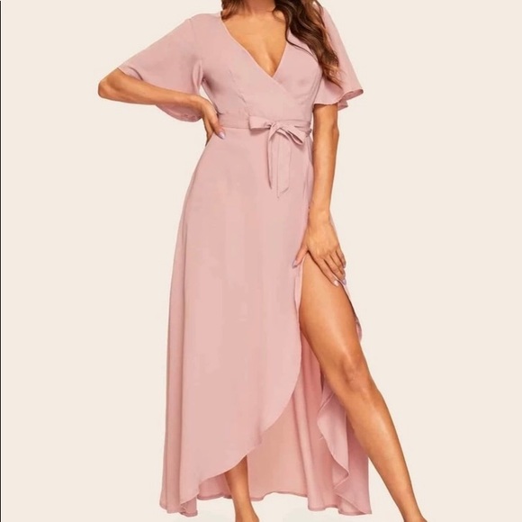 Flattering Bell Sleeve Wrap Dress with Belt - Picture 3 of 7